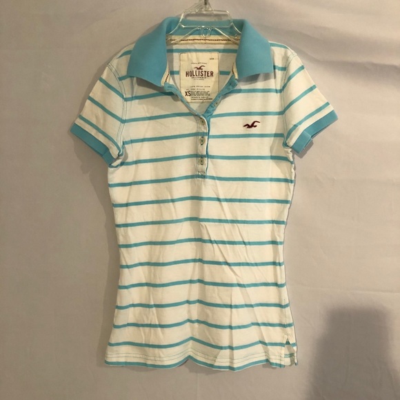 Hollister blue and white striped polo - Picture 1 of 3